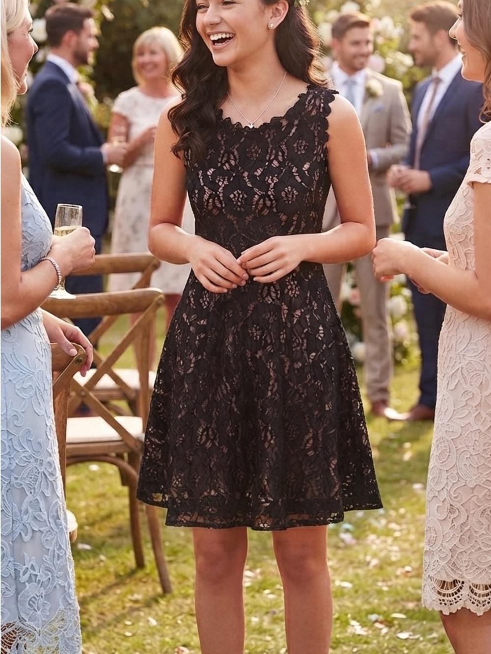 City Studio Black Lace Sleeveless Mini Dress